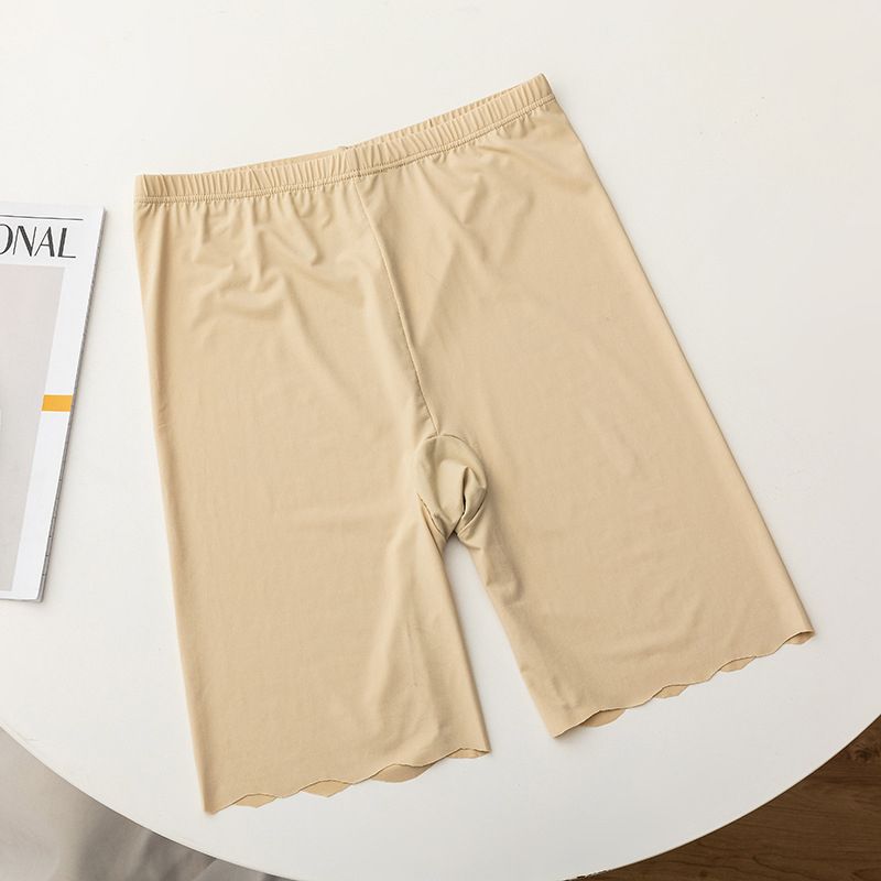 Seamless Ice Silk Safety Short Pants Women Thin Plus Size High Waist Under Skirt Boxers Panties Anti Rub Thigh Safety Shorts(#Beige Safety Shorts)