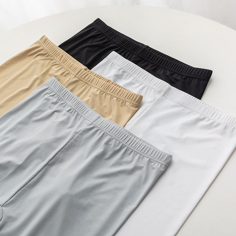 Seamless Ice Silk Safety Short Pants Women Thin Plus Size High Waist Under Skirt Boxers Panties Anti Rub Thigh Safety Shorts(#Beige Safety Shorts)