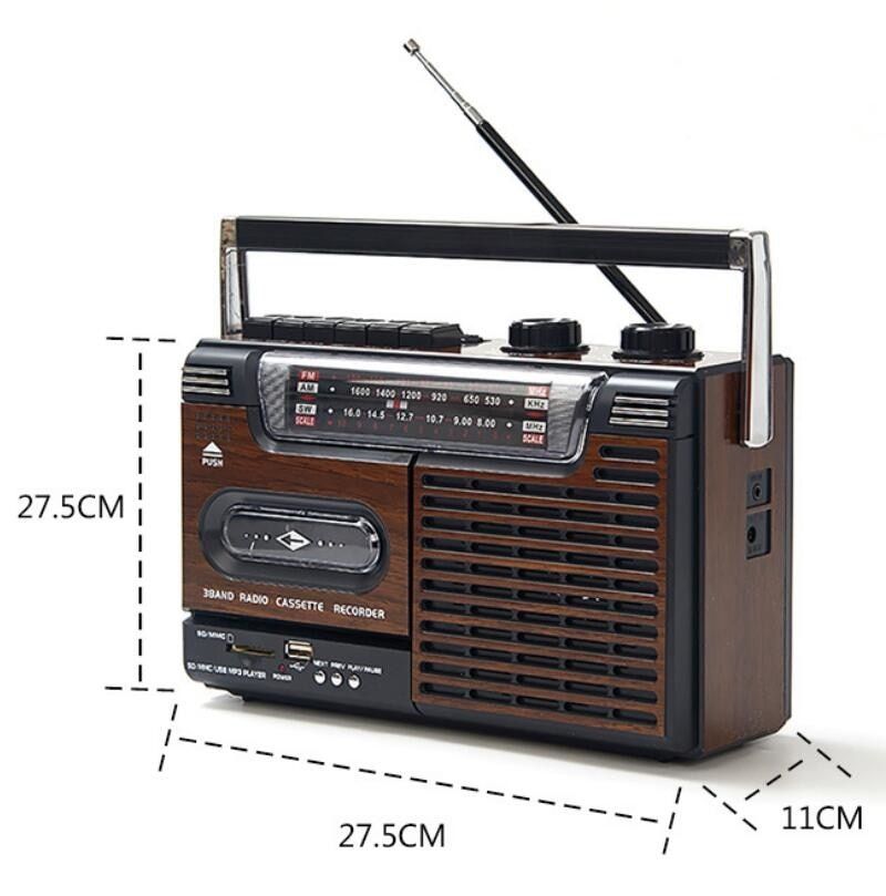 Portable Cassette Player, Wooden Recorder, Outdoor Old Portable Radio, FM, Am, SW
