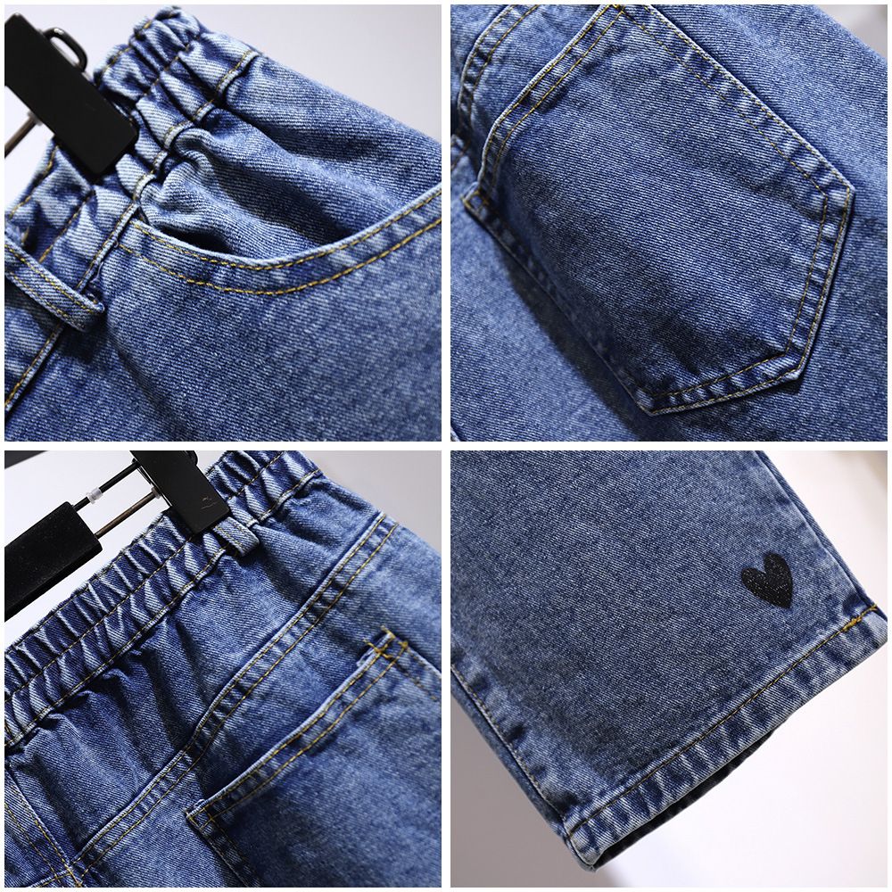 (Blue)New Ladies Autumn Winter Plus Size Long Jeans For Women Large Loose Straight Cotton Pocket Blue Denim Pants 3XL 4XL 5XL 6XL 7XL SAB