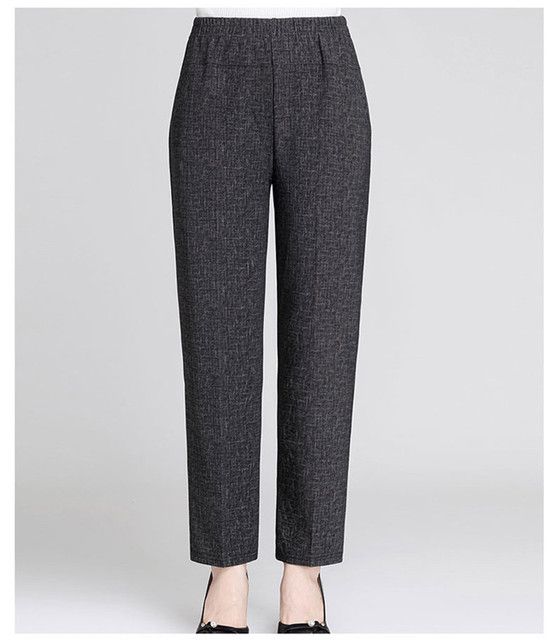 (Gray)Plus Size 5XL Womens High-waist Straight-leg Casual Trousers  Solid Elastic Pants Autumn Winter Mother Clothing Plus Velvet Warm SAB