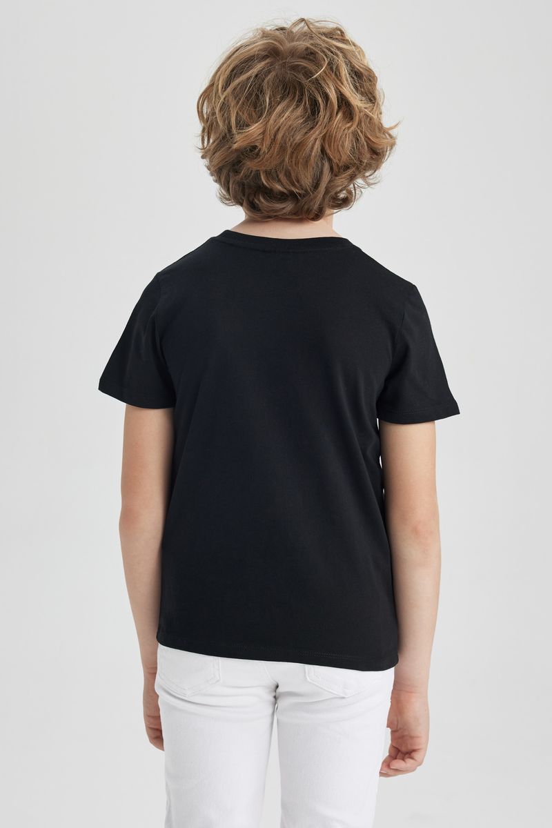 Boy Casual Regular Fit Crew Neck Knitted Short Sleeve T-Shirt - Black