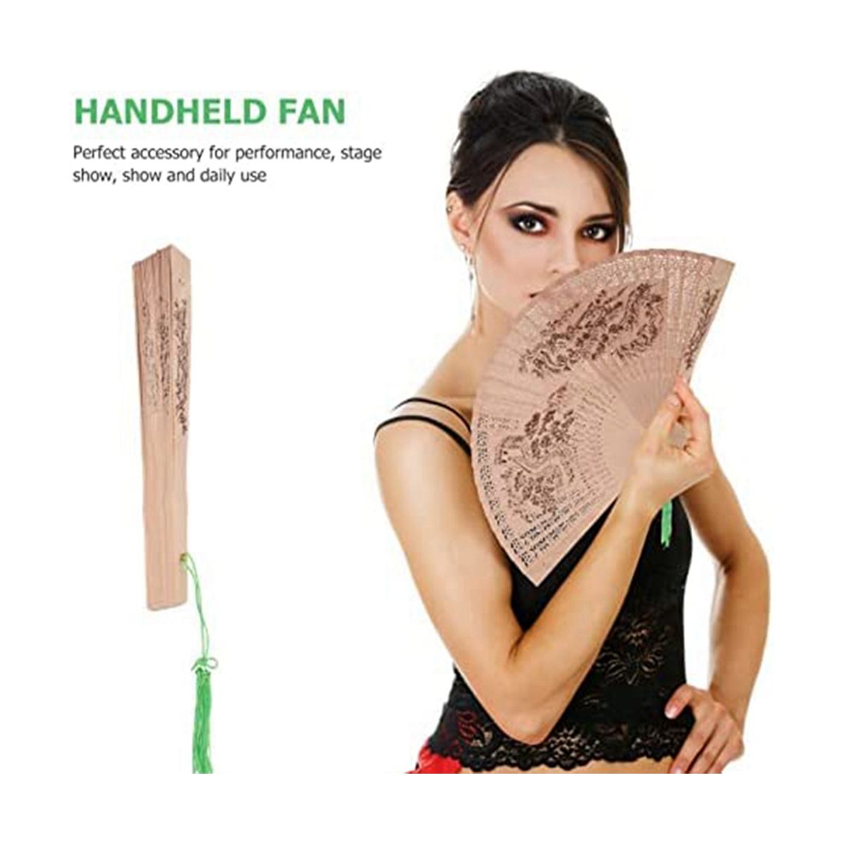 Sandalwood Folding FanChinese Hand Fan in Retro Style Foldable Hand Fan for Wedding Dance Party