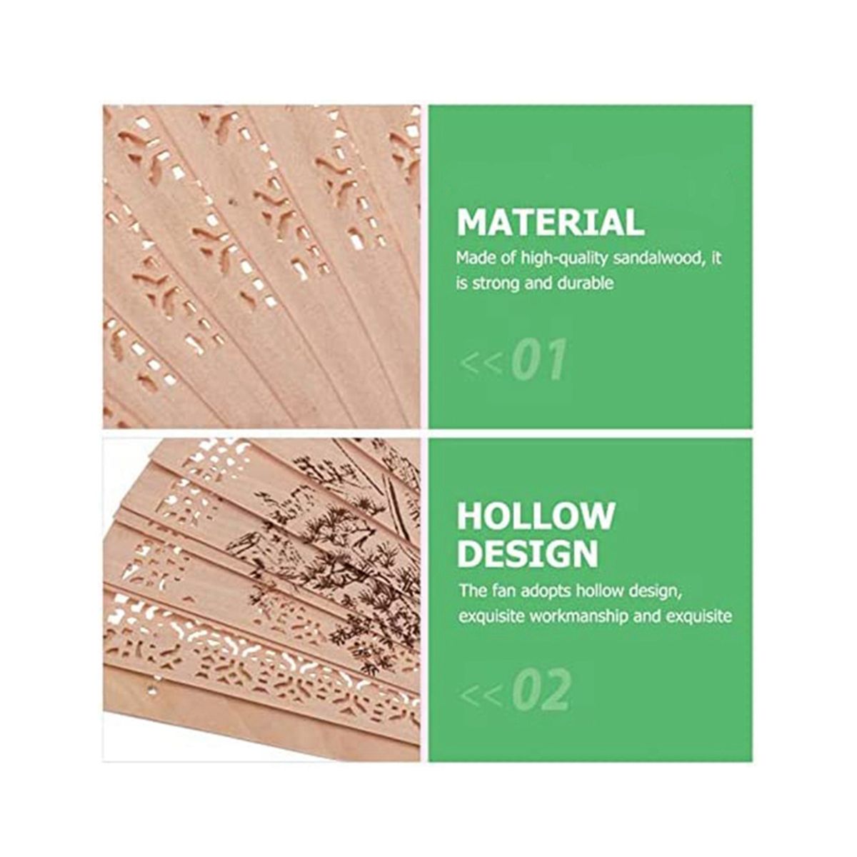 Sandalwood Folding FanChinese Hand Fan in Retro Style Foldable Hand Fan for Wedding Dance Party