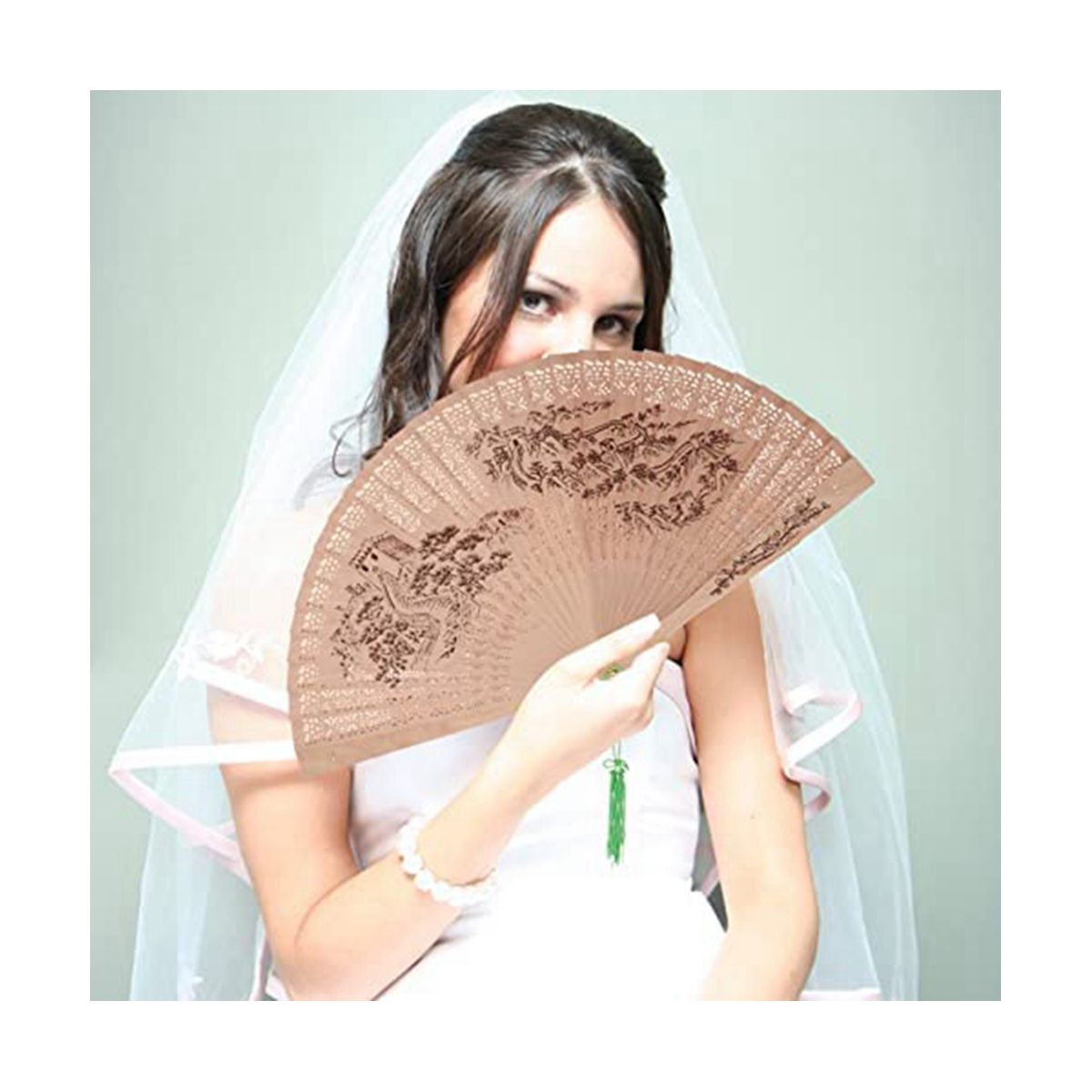 Sandalwood Folding FanChinese Hand Fan in Retro Style Foldable Hand Fan for Wedding Dance Party