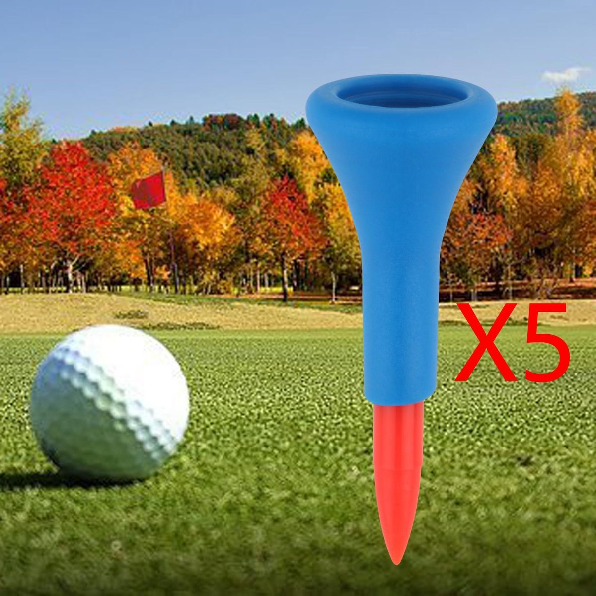 5 Pieces Premium Rubber Golf Tees Holder Almost Red