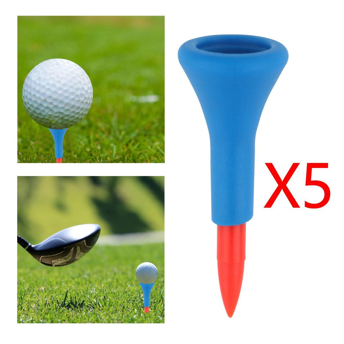5 Pieces Premium Rubber Golf Tees Holder Almost Red