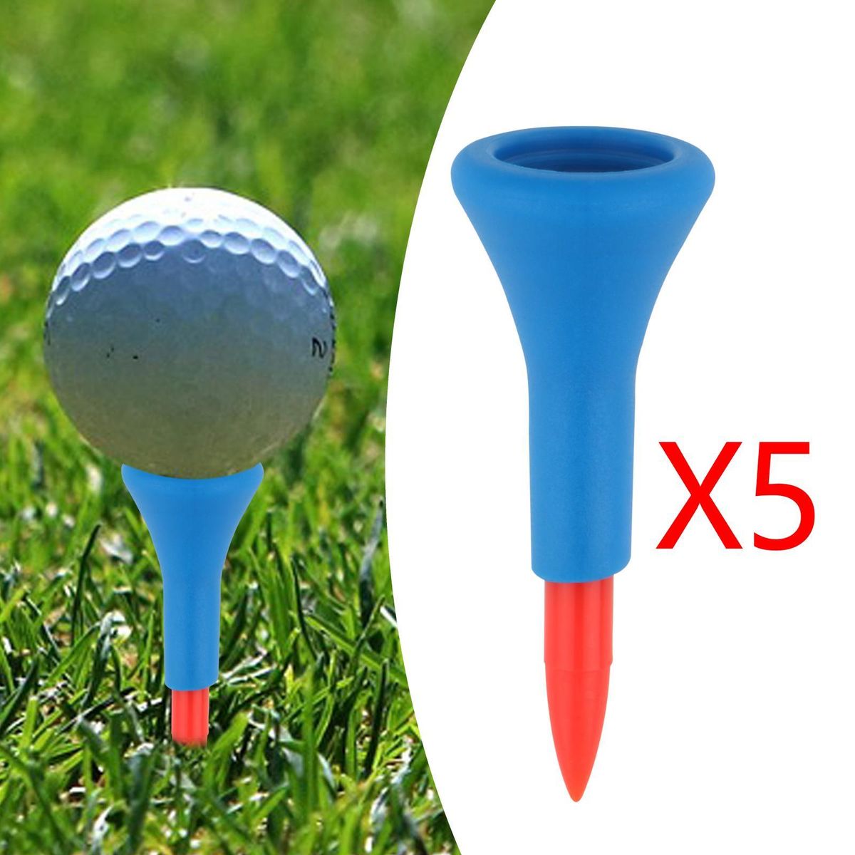 5 Pieces Premium Rubber Golf Tees Holder Almost Red