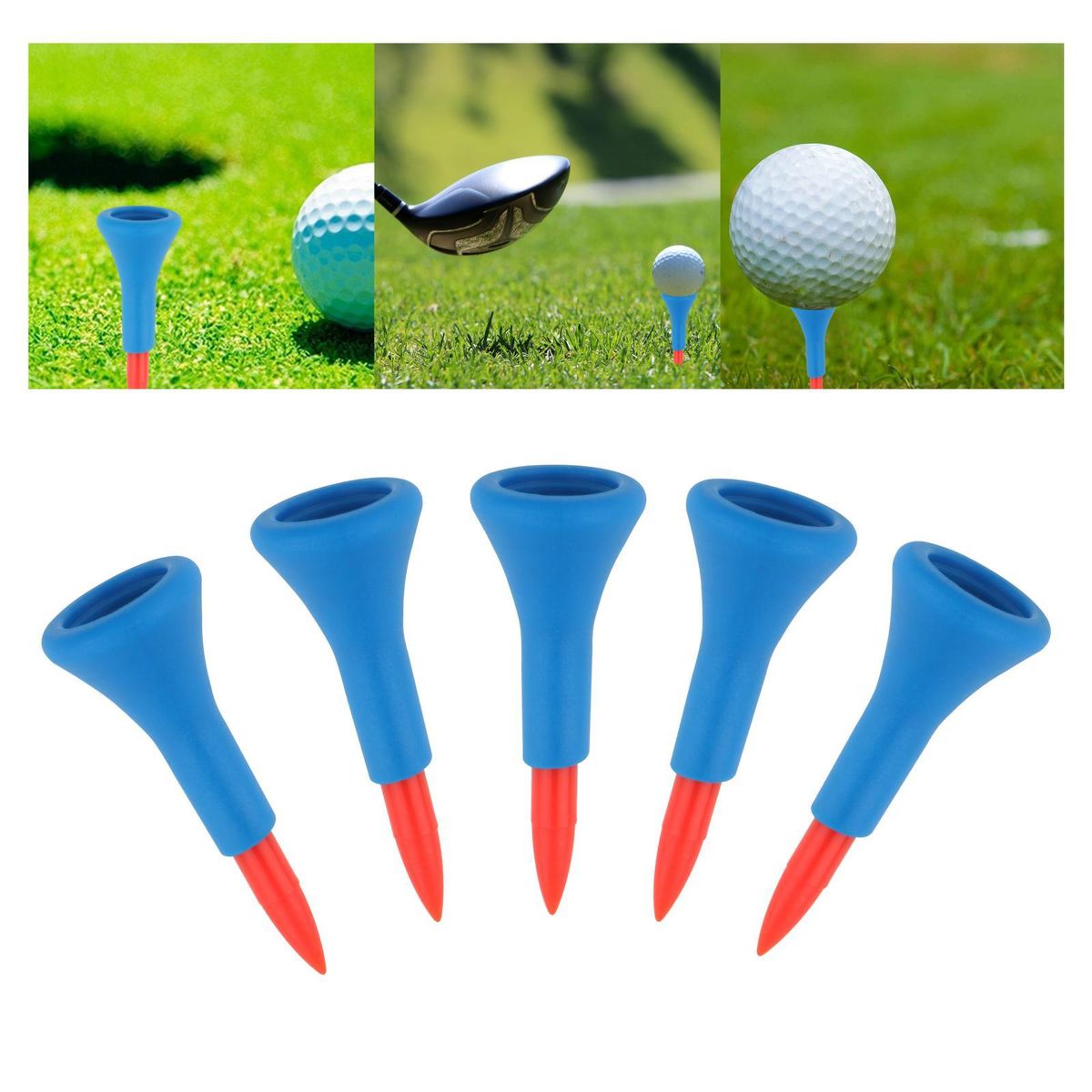 5 Pieces Premium Rubber Golf Tees Holder Almost Red