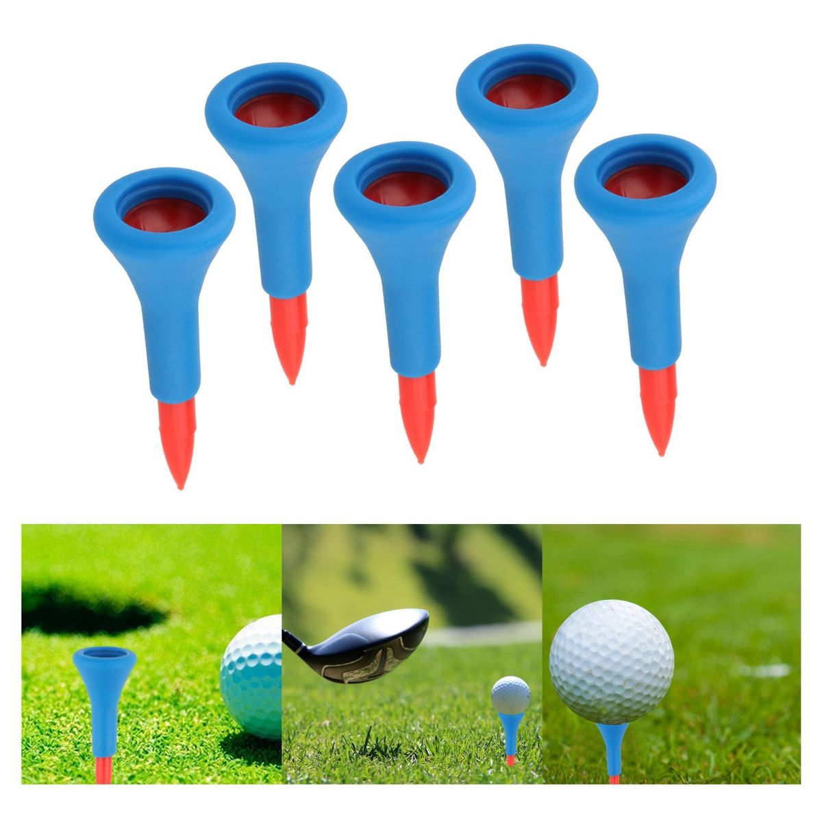 5 Pieces Premium Rubber Golf Tees Holder Almost Red