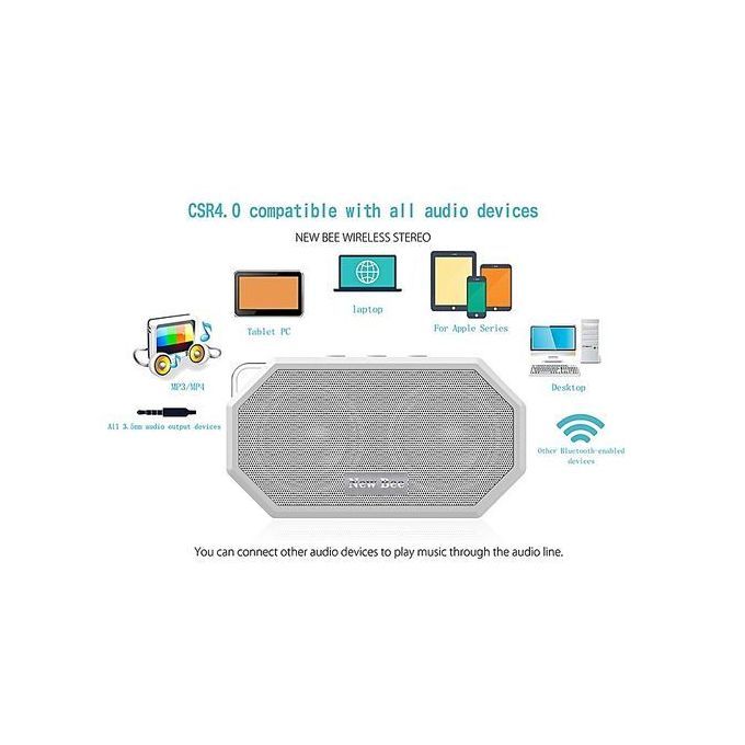 Wireless Bluetooth 4.0 Waterproof Outdoor Shower Speaker With Mic (White) HT-S