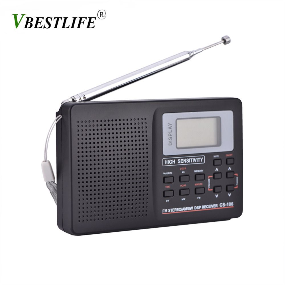 Full Band AM/SW/LW/TV/FM Radio Sound Full Frequency Receiver Receiving FM Radio With Timing Alarm Clock Portable Radio Black