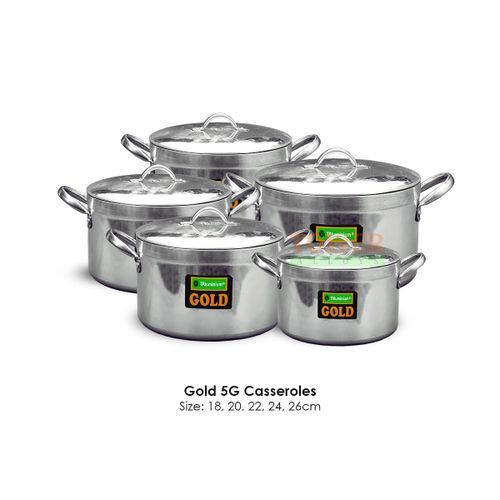 Gold Set Of 5 Casserole Pots (5G)