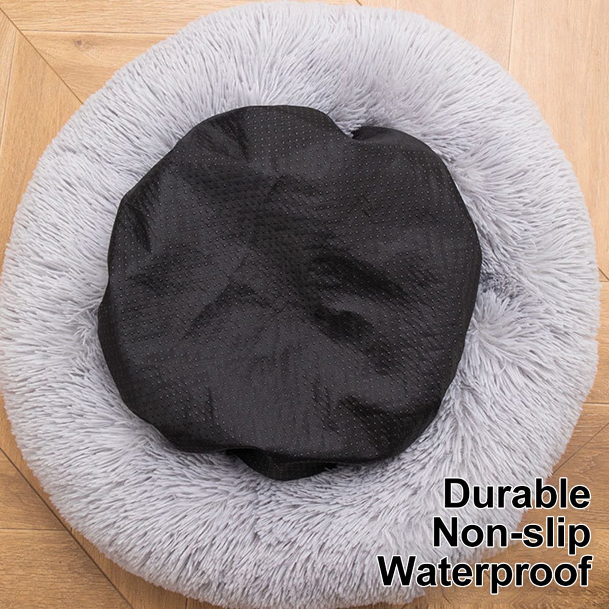 Fluffy Luxe Pet Bed For Dogs Cats, Anti-Slip Waterproof Base