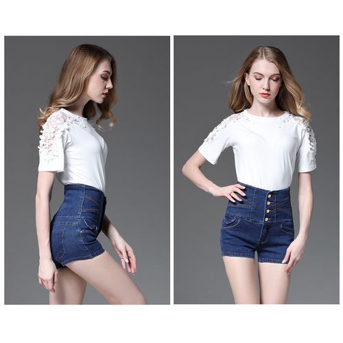 Women's Plus Size Fashion High Waist Denim Shorts