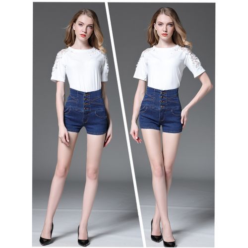 Women's Plus Size Fashion High Waist Denim Shorts