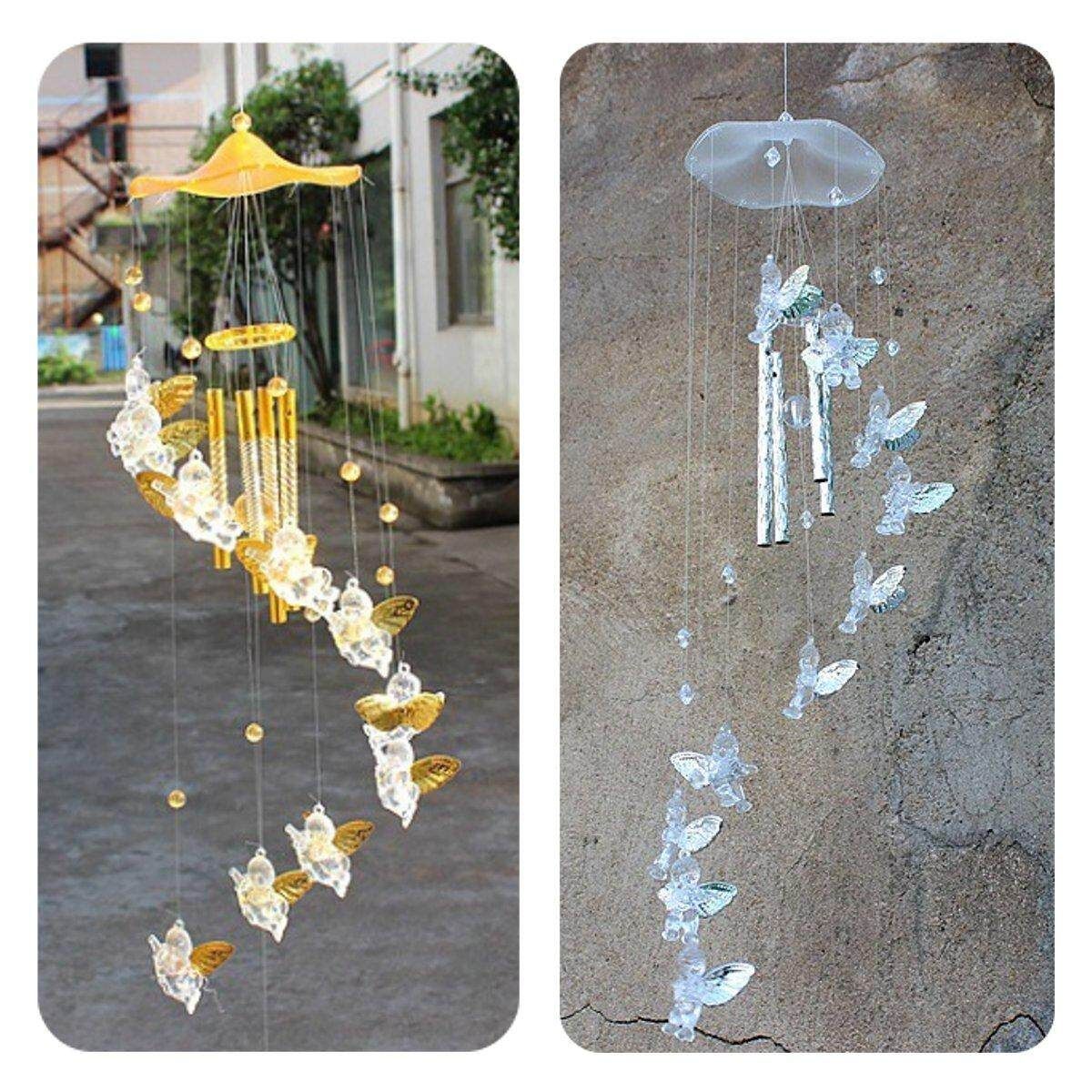 Large Angel Wind Chime Aluminum Tube 70cm Home Garden Wall Hanging Decoration Golden