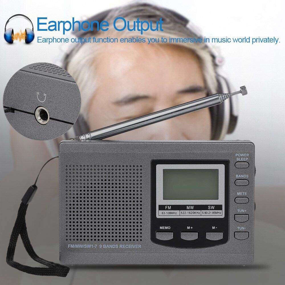 Hrd-310 Mini Fm/am/sw Radio Multiband Digital Stereo Portab