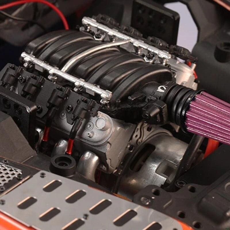 For DJC-0641 LS3 V8 6.2L Simulation Engine Cover Radiator Motor Fan for 1/10 TRX4 D90/110/130 RC Car Parts