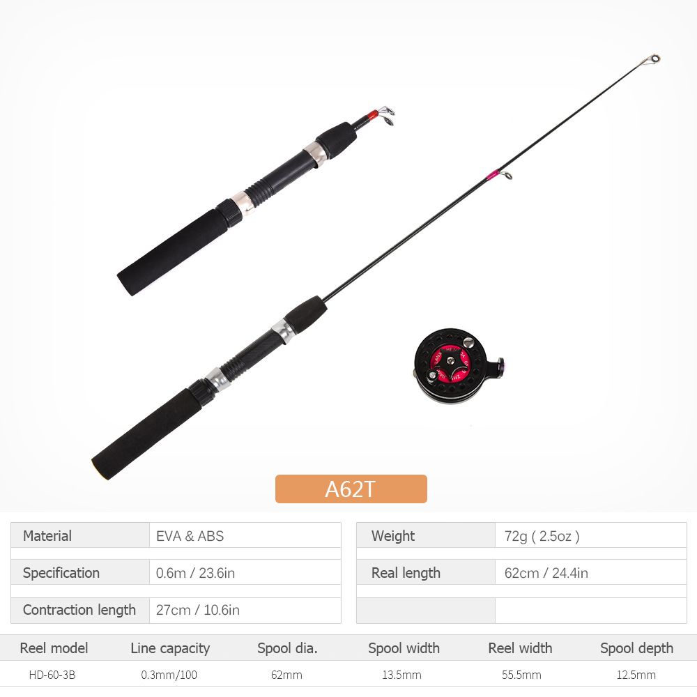 Telescoping Ice Fishing Rod Set Mini Pole Winter