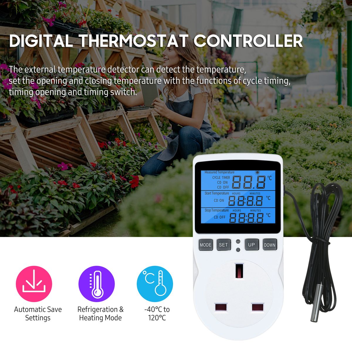 Digital Thermostat Controller LCD Thermostat Outlet Plug