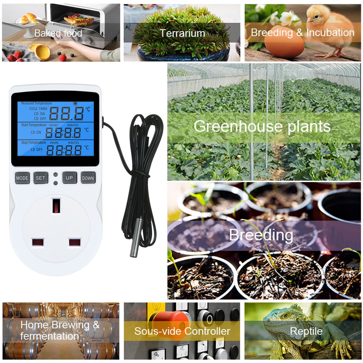 Digital Thermostat Controller LCD Thermostat Outlet Plug