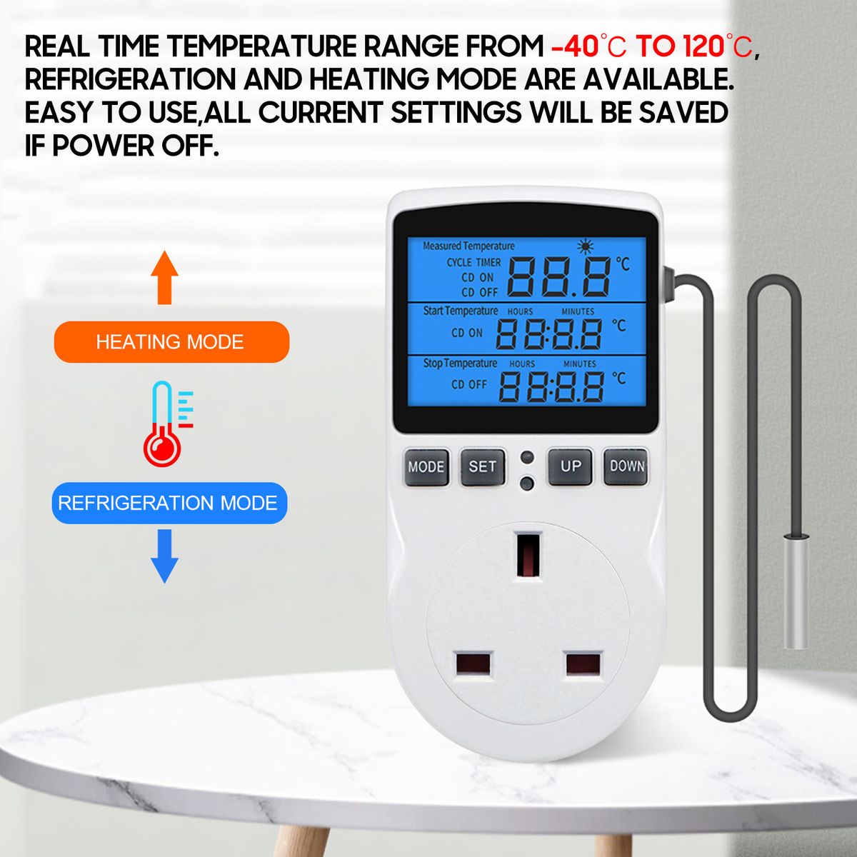 Digital Thermostat Controller LCD Thermostat Outlet Plug