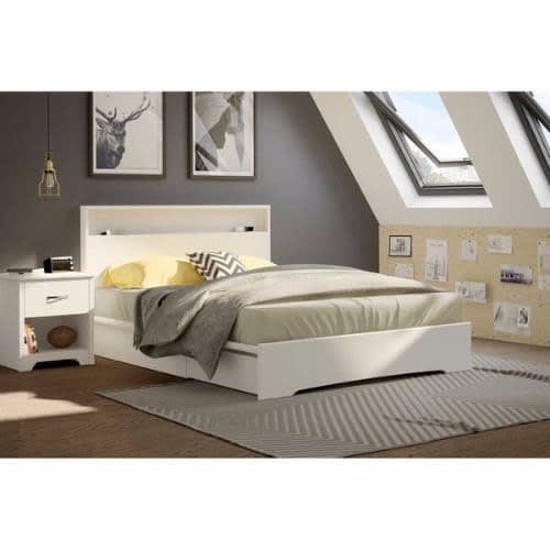 J Best  Queen Platform Bed With 2 Drawers - White