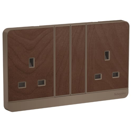 AvatarOn - 2 Switched Socket - 3p - 13A - 250V - Wood|| E83T25_WD_C5
