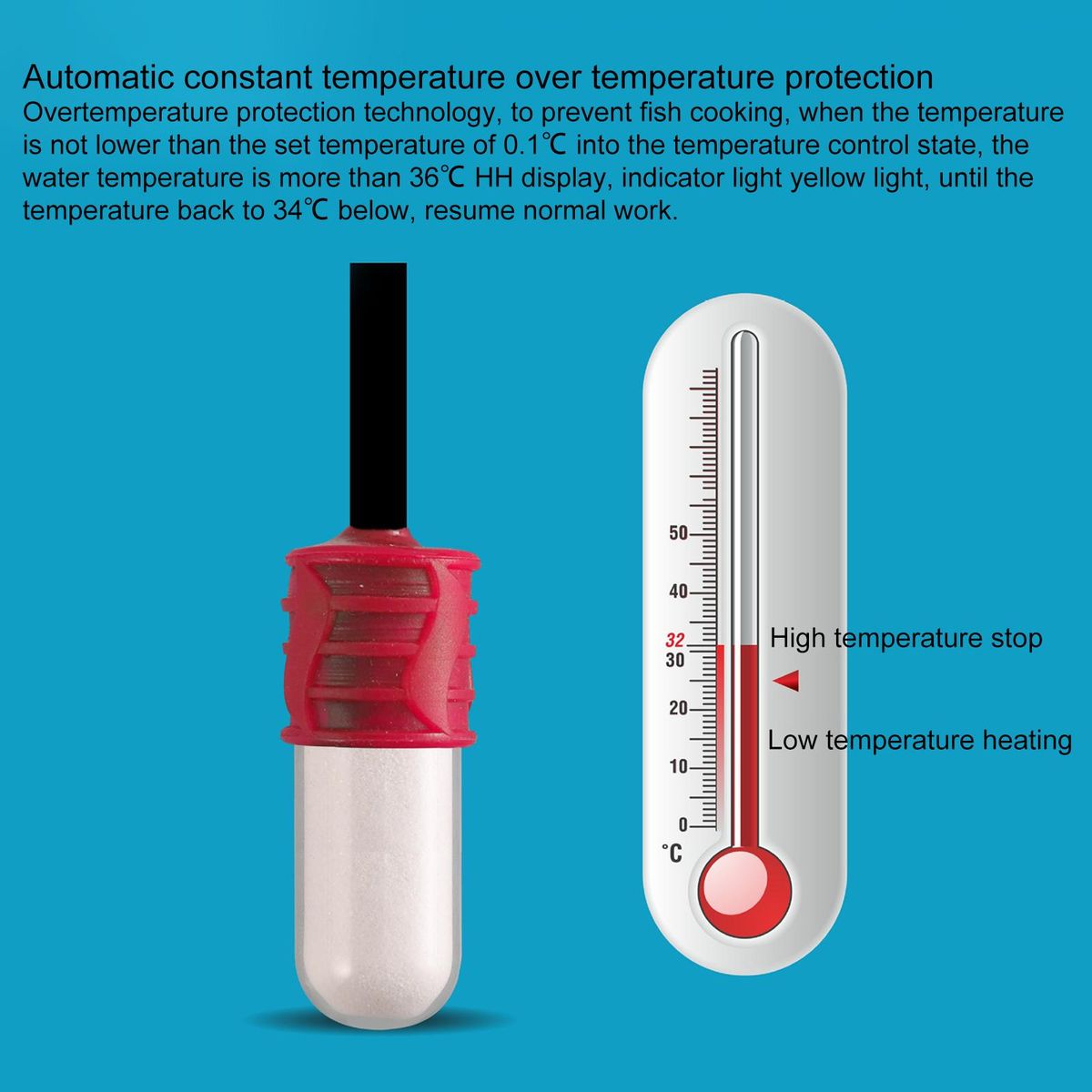 Aquarium Heating Rod Mini USB Submersible Aquarium Thermostat Red