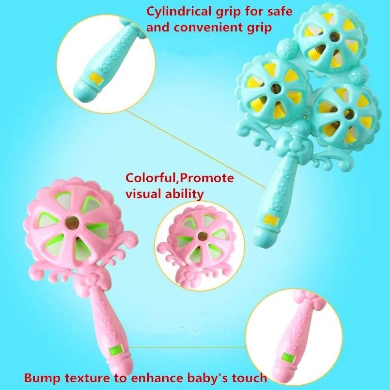 7pcs/Set Colorful baby rattle Teether Toys Teething molar Kids Educational toy 0-24 month toddler appease hand bell sensory toys