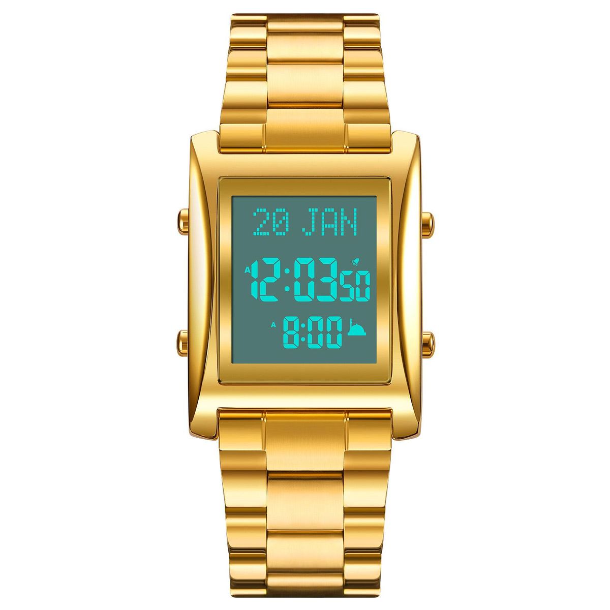 SKMEI 1815 Muslim Digital Watch for Prayer Qibla Compass Hijri Calendar Quran Bookmark City Selection Function Date Week Alarm Backlight 30M Waterproof Men Azan Watches Islamic Wristband Men's Gifts