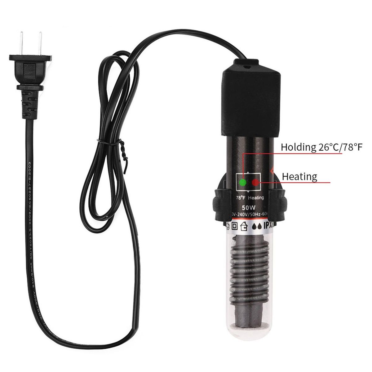 Fish Tank Heating Rod 25W50W Submersible Aquarium Heater US Plug