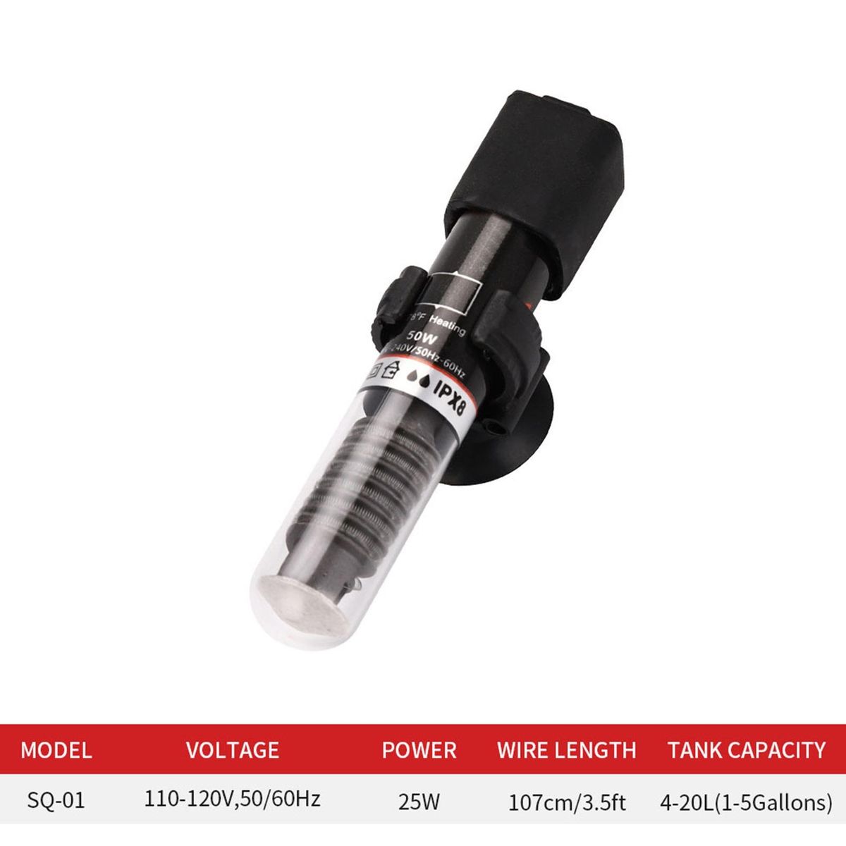 Fish Tank Heating Rod 25W50W Submersible Aquarium Heater US Plug