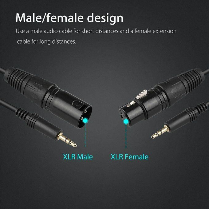 10FT 3.5mm To XLR 3-Pin Male/Female Plug Microphone Mic Cabl
