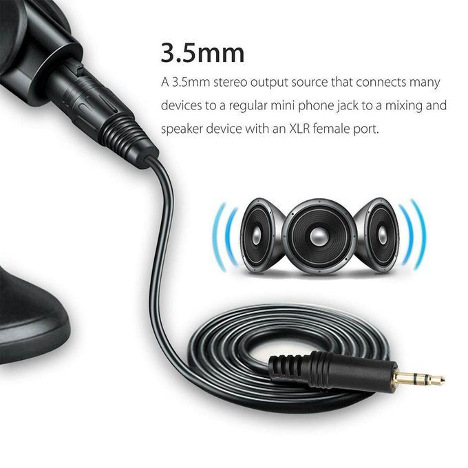 10FT 3.5mm To XLR 3-Pin Male/Female Plug Microphone Mic Cabl
