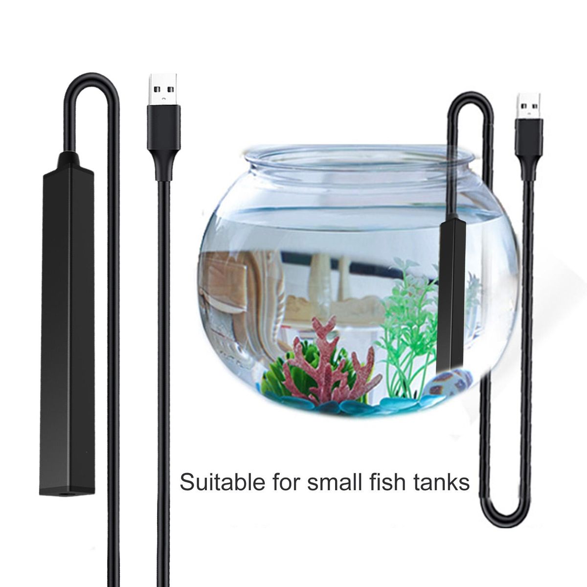 Water Heating Rod Over-Temperature Protection Submersible Fish Tank Heater 5W
