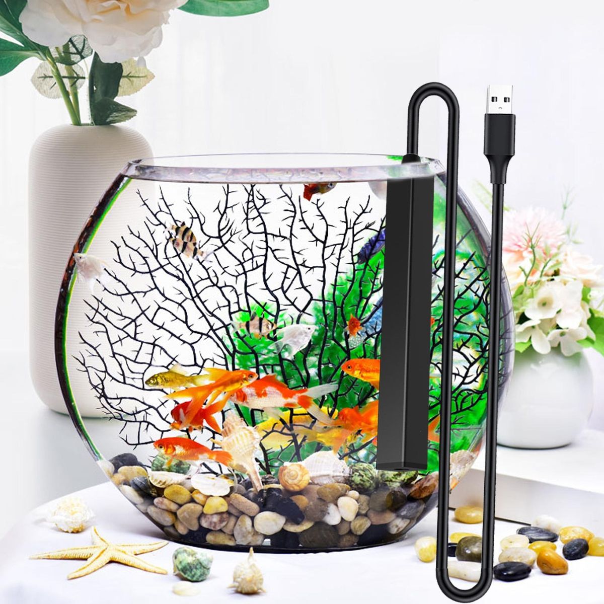 Water Heating Rod Over-Temperature Protection Submersible Fish Tank Heater 5W