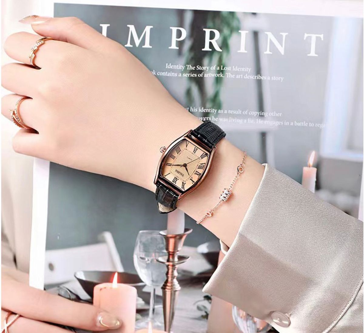 Quality Leather Ladies Wristwatch - Black Leather Strap Wristwatch