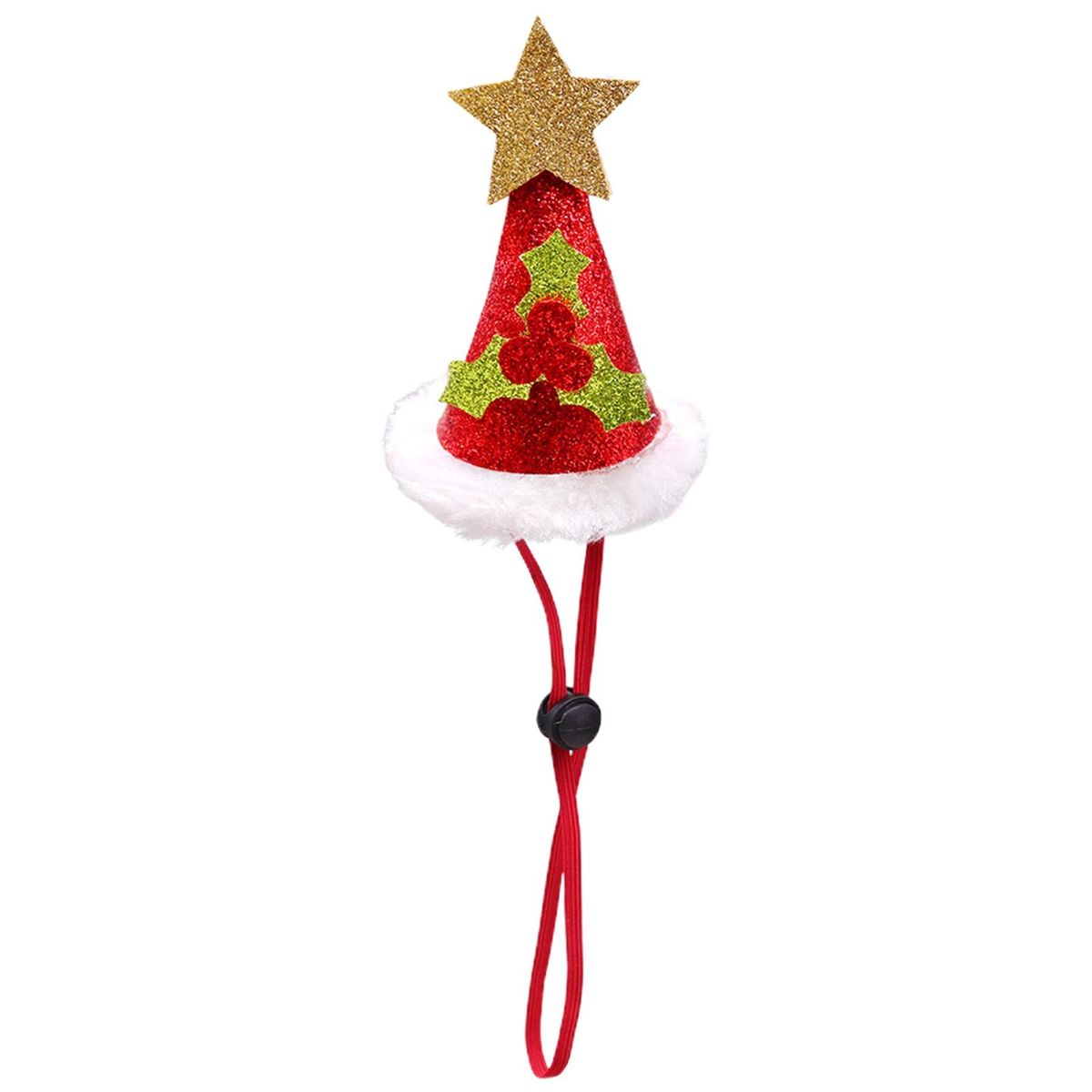 Dog Headdress Pet Dog Cat Hat with Star Bow-knot Ornament Red