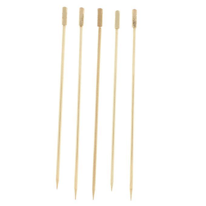 5pcs Cocktail Sign Cocktail Picks Fruit Food Sticks Square -Gold