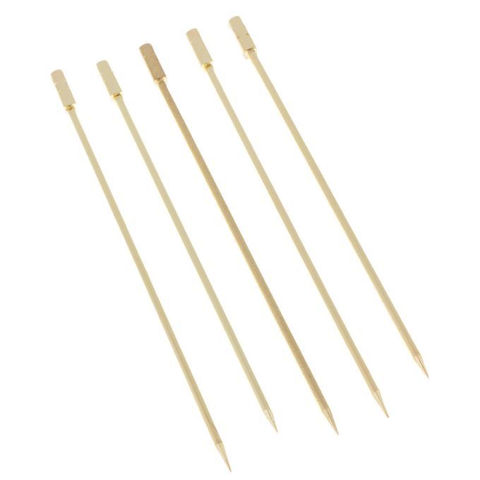 5pcs Cocktail Sign Cocktail Picks Fruit Food Sticks Square -Gold