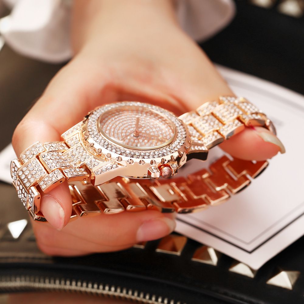 Luxury Iced Unisex Wrist Watch-Rose Gold