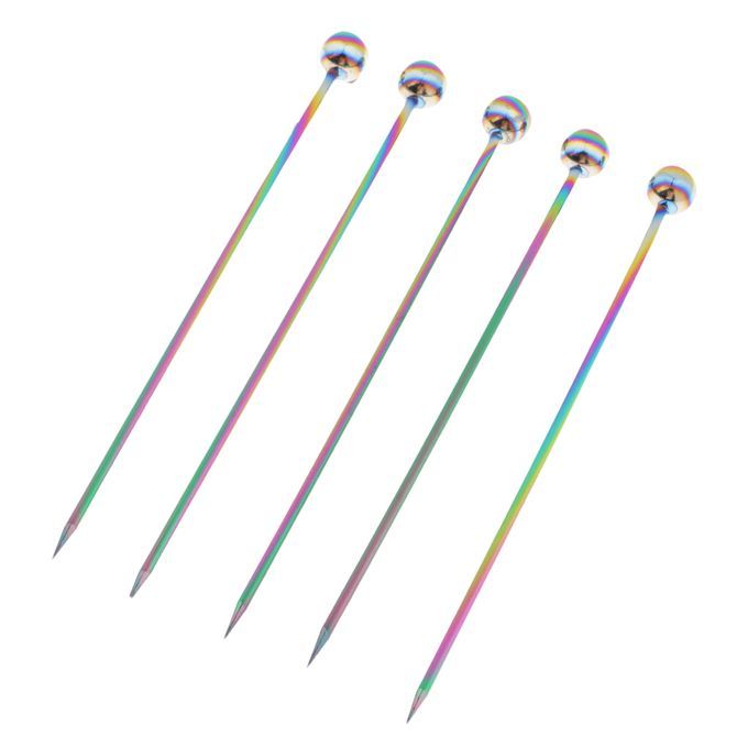 5pcs Stainless Steel Cocktail Fruit Sticks Bar Tool Bead-Multicolor