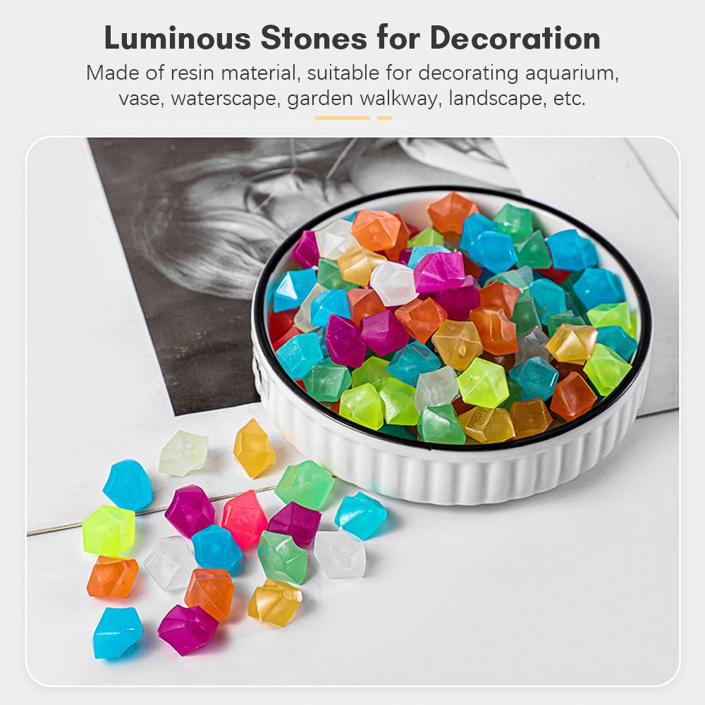 100pcs Glow In The Dark Stones Glow Stones Diamond-Shaped