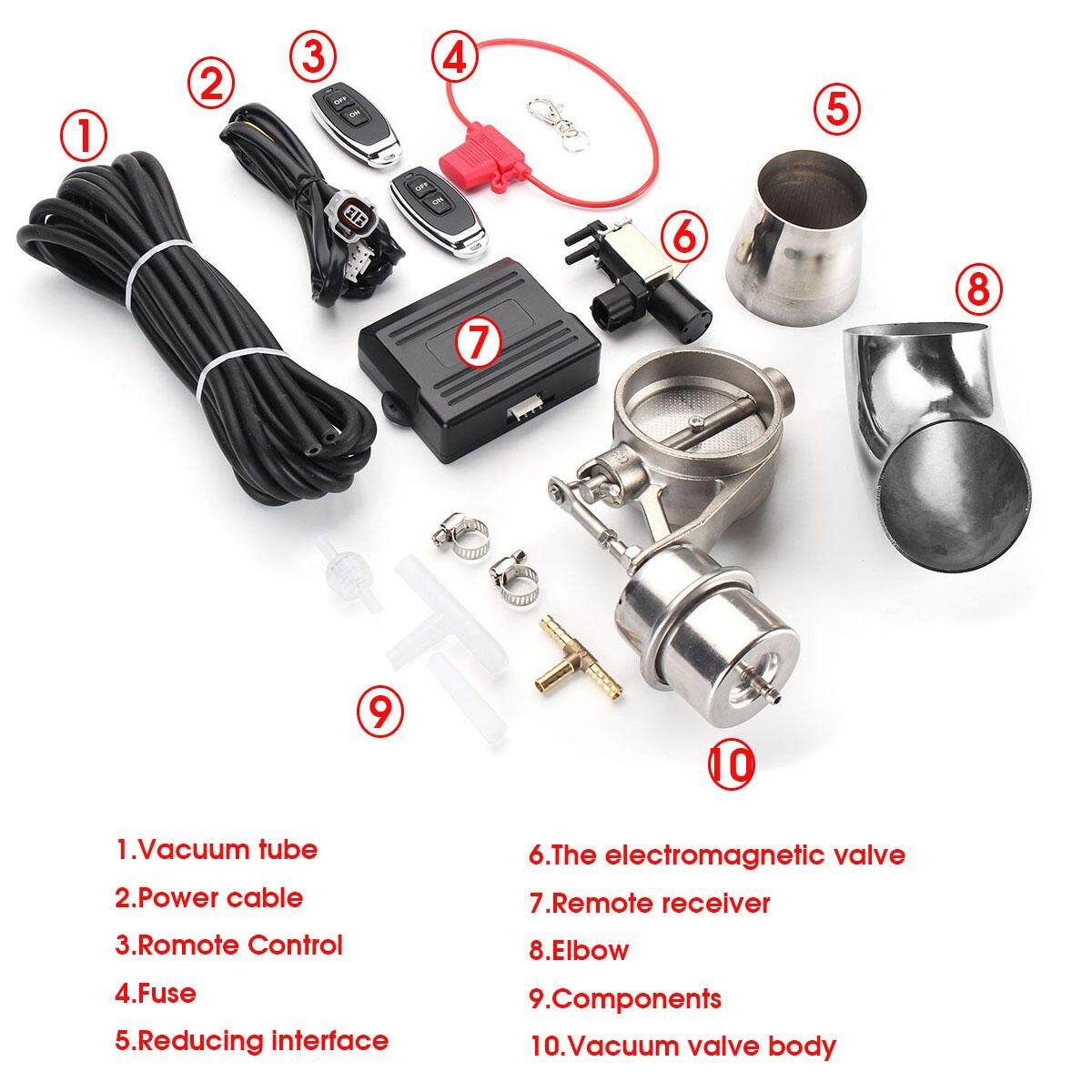 Exhaust Control Valve Set With Vacuum Actuator CUTOUT 2.5" 63mm Pipe CLOSE STYLE
