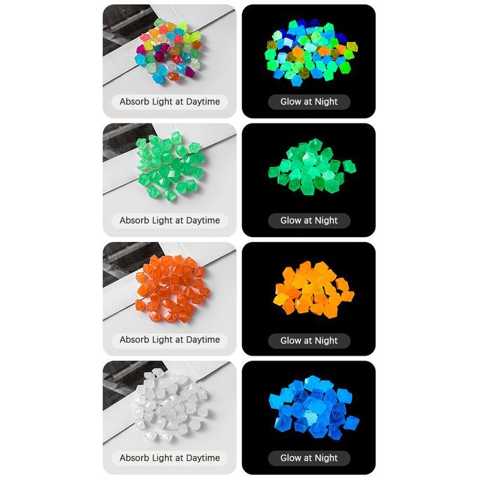 500pcs Glow In The Dark Stones Glow Stones Diamond-Shaped