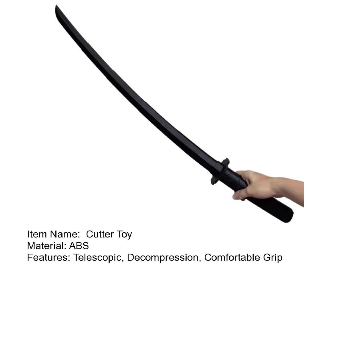 Gravity Throwing Cutter Telescopic Fun Cutter Toy Flexible for Kids Black