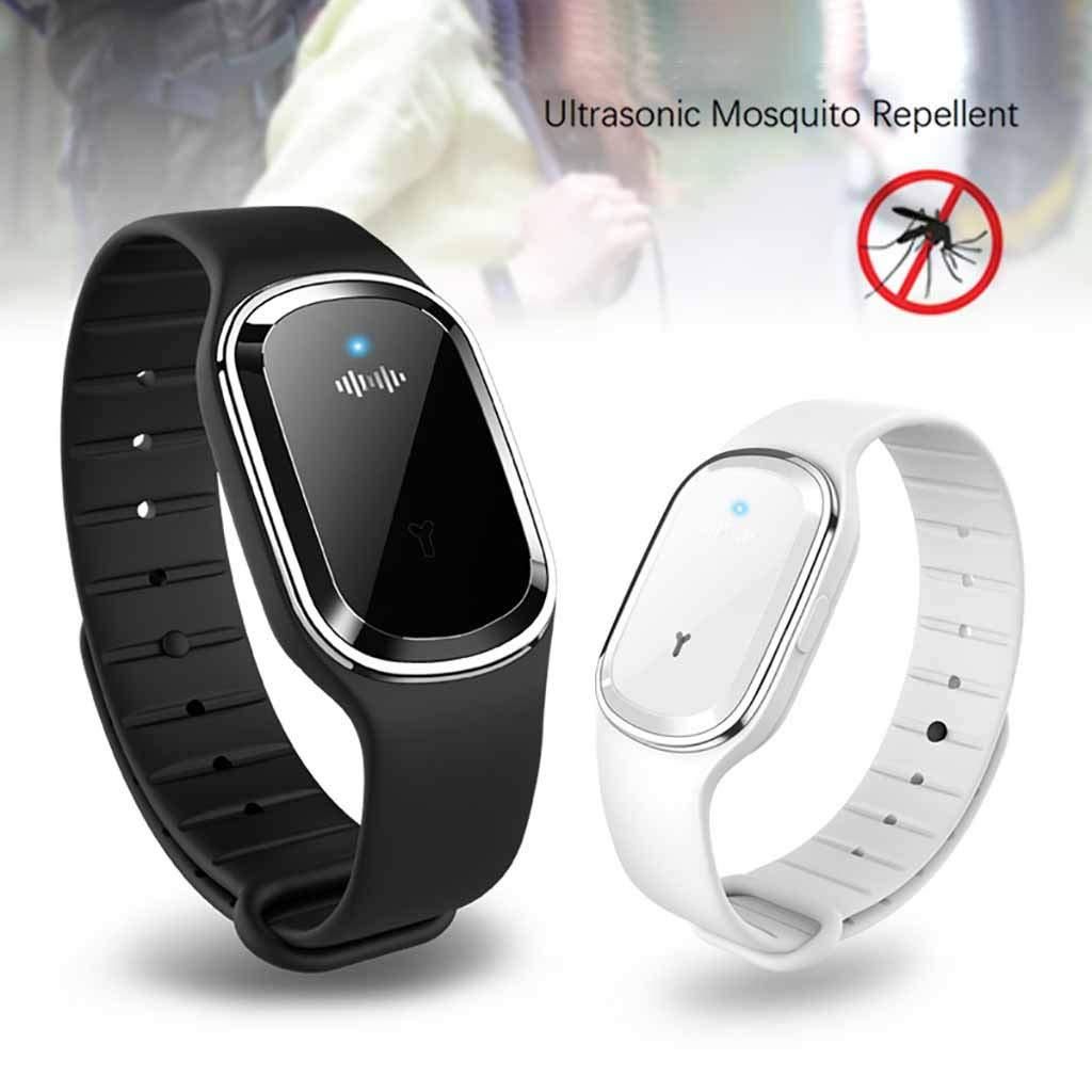 Portable Electronic Mosquito Repeller,Ultrasonic Repeller Anti Mosquito Bracelet Pest Control Repellent Safe For Adults & Kids Indoor/Outdoor,Eco Friendly(Black)