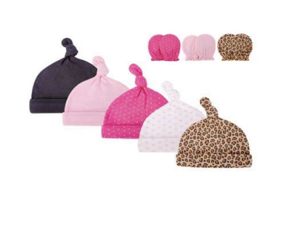 5 Caps And 3 Scratch Mittens Sets